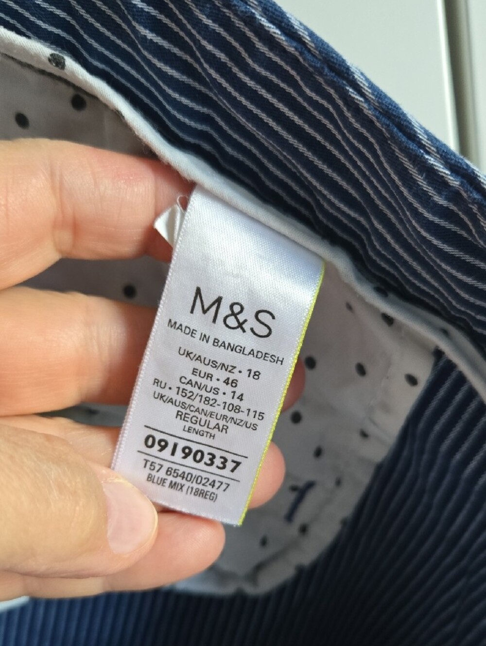 M&S Navy Pinstripe Cotton Chinos Size 14 Stretch Ankle Pants EUC - Picture 8 of 12